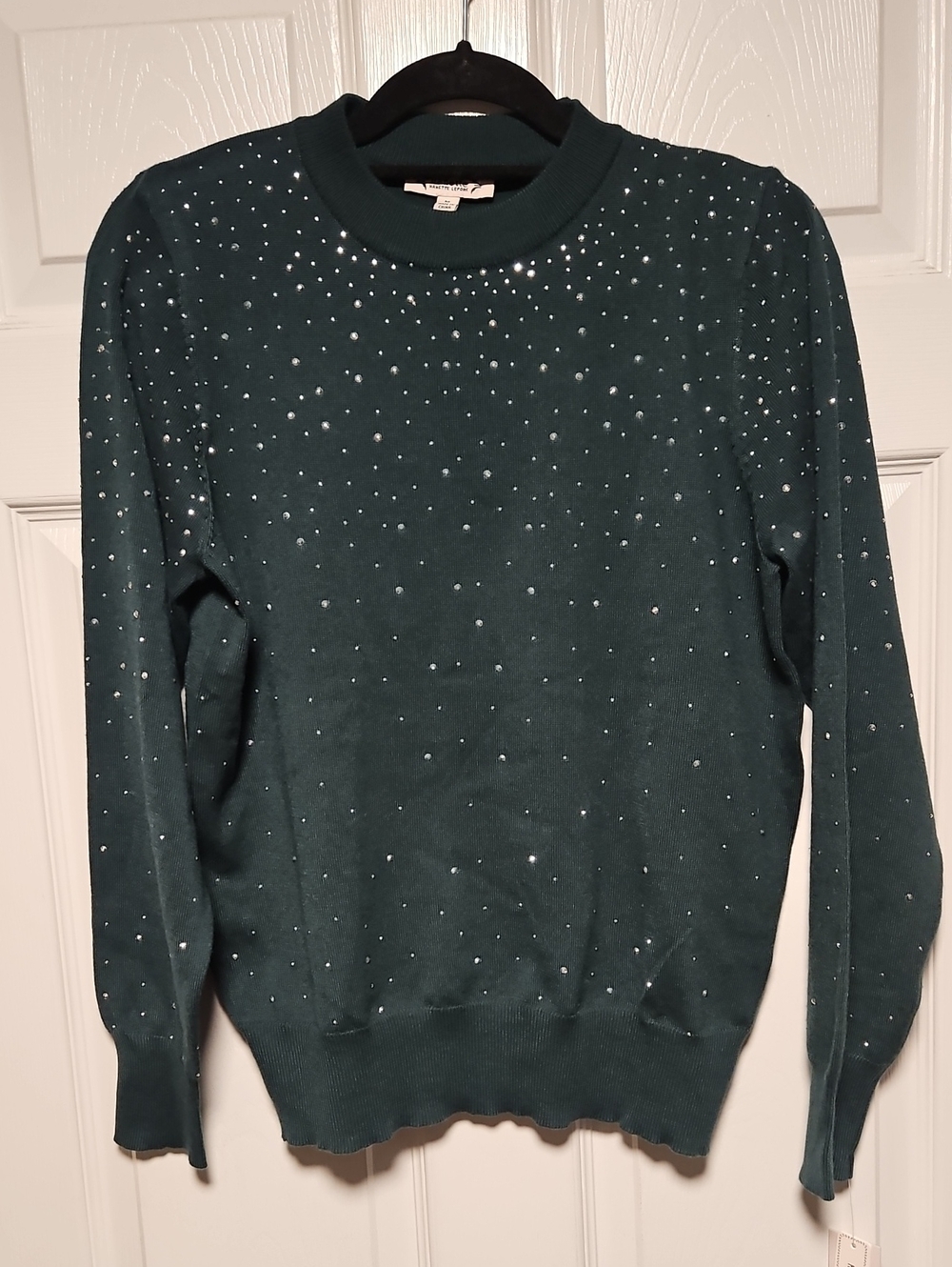 Nanette Lepore Sparkle Studded Embellished Crewneck Sweater